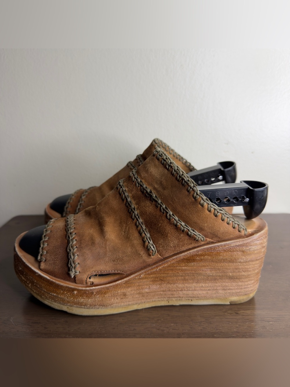 A.S.98 Nelson Brown Leather Wedge Sandals 38
